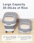 20-30 Lbs Rice Storage Container,Collapsible Food Storage Containers | Flour Storage Container with Wheels Airtight Locking Lid,Rice Container with Cup and Scoop,Suitable for Rice,Pet Food,Flour