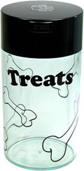 Pawvac 3 to 12 Ounces Container, Airtight Pet Food and Treats Storage Jar - Patented Vacuum Seal Container for Pet Food, Treats and other Dry Goods - Clear with Treats Logo