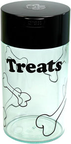 Pawvac 3 to 12 Ounces Container, Airtight Pet Food and Treats Storage Jar - Patented Vacuum Seal Container for Pet Food, Treats and other Dry Goods - Clear with Treats Logo
