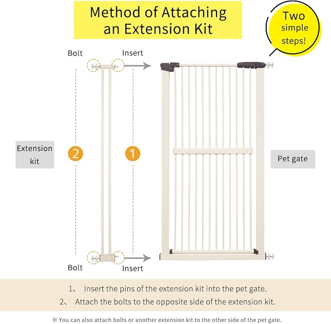 Lumizone 55.12" Extra Tall Pet Gate Extension Kit 4.13" Wide Cream | Extra Tall Cat Gate for Dog Doorway Hallway Stairs Pressure Mounted 1.37" Gap No Drilling