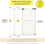 Lumizone 55.12" Extra Tall Pet Gate Extension Kit 4.13" Wide Cream | Extra Tall Cat Gate for Dog Doorway Hallway Stairs Pressure Mounted 1.37" Gap No Drilling