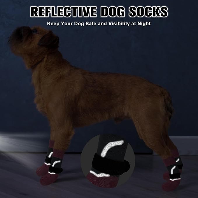 BEAUTYZOO Dog Socks to Prevent Licking Paws for Hardwood Floors Anti Slip, Dog Shoes Booties for Hot/Cold Pavement,Grippy Boots & Paw Protectors Traction Control for Small Medium Large Senior Dogs