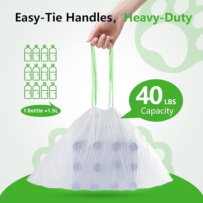 40 Count Cat litter Box Liners, 36" x 16" Large Extra Durable Heavy Duty Litter Pan Liner Bags with Drawstring Pre-Separated for Pet Kitty Litter Box Tray,Unscented