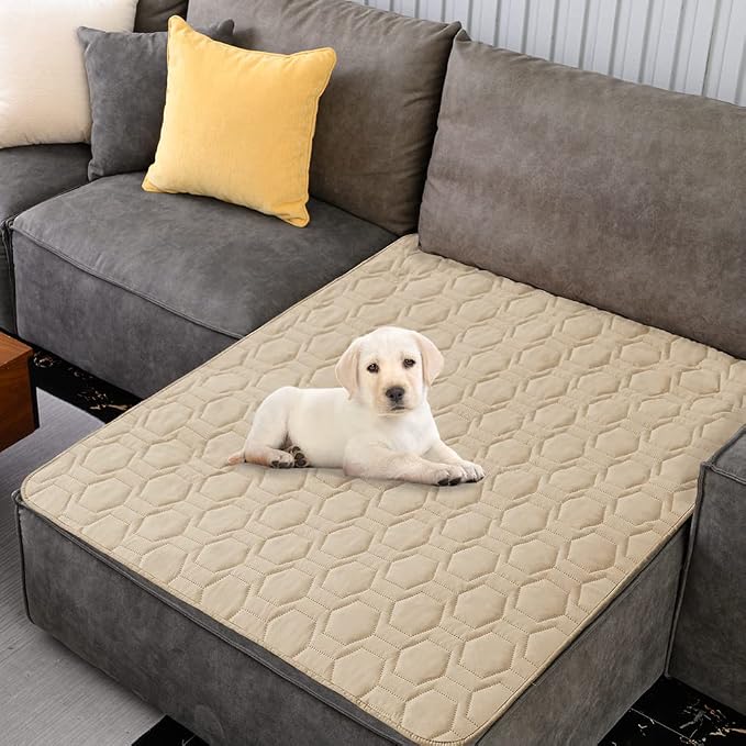 Tcksstex Waterproof and Non-Slip Dog Bed Cover and Pet Blanket Sofa Pet Bed Mat ，car Incontinence Mattress Protectors Furniture Couch Cover for Most Cats Dogs,Pets（82x102-Beige）