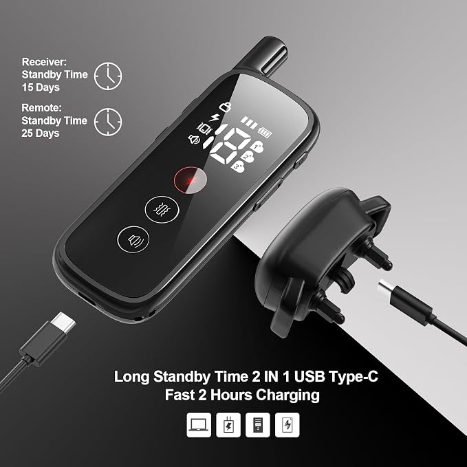Electric Dog Training Collar with Security Lock, Up to 2600FT | Dog Shock Collar With Remote, IPX8 Waterproof, Features 3 Training Modes and Security Lock for Dogs of All Breeds and Sizes