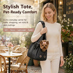 Fashion Dog Purse Carrier for Small Dogs, Soft-Sided Dog Bag Carrier with 4 Large Pockets, No Collapse, Lightweight, Smart Zipper Lock, Puppy Tote Bag for Cats Rabbit Carrier for Travel(Black)