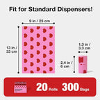 VETRESKA Dog Poop Bags, Smoked Cherry Scented, 300 Counts, Leak Proof | Extra Thick and Large Pet Waste Bags for Dog Walking and Cat Litter, 20 Rolls