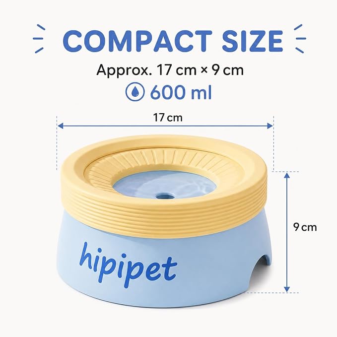Dog Water Bowl No Spill with Floating Disk,Floating Pet Water Bowl for Dogs and Cats, for Travel and Home (Blue+Yellow(600ml))