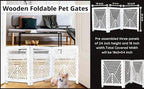 Lightnpro 3‑Panel Wooden Dog Gate – Antique White Foldable Freestanding Pet Barrier, Extra‑Wide Indoor Safety Fence for Small Dogs & Puppies – 24x54 Inch Decorative Finish