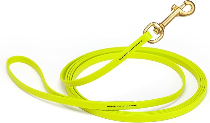 Viper Biothane K9 Working Dog Leash Waterproof Lead for Tracking Training Schutzhund Odor-Proof Long Line with Solid Brass Snap for Puppy Medium and Large Dogs, 33ft Safety Yellow