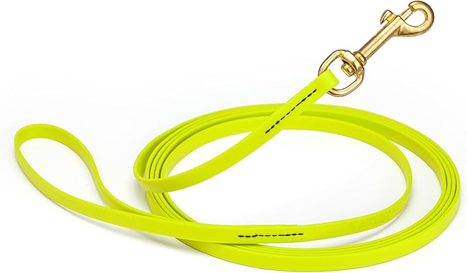 Viper Biothane K9 Working Dog Leash Waterproof Lead for Tracking Training Schutzhund Odor-Proof Long Line with Solid Brass Snap for Puppy Medium and Large Dogs, 10ft Safety Yellow