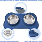 AsFrost Dog Food Bowls Stainless Steel Dog Food and Water Bowl Set, Dog Bowls No Spill Non Slip Silicone Mat, Dog Dishes for Small Medium Size Dogs Cat Puppy Pet Food Feeding Bowls, Blue, 12oz