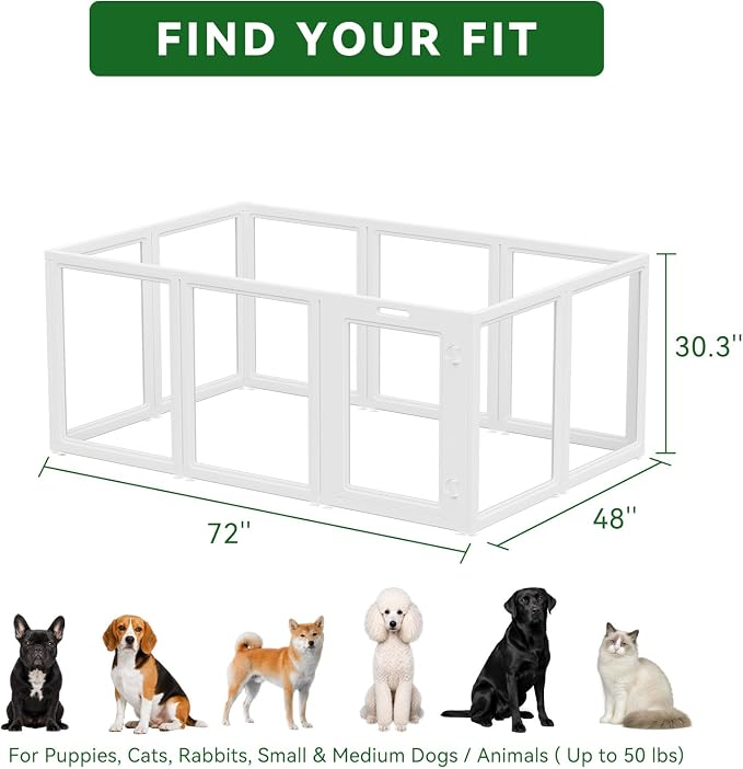 EVERFRONT Clear Acrylic Dog Playpen - Clear Dog Play Pen - Easy Assemble Acrylic Dog Enclosure - Puppy Playpen, Cat Playpen, Small Animal Playpen, Dog Fence Indoors (30",10-Pack)