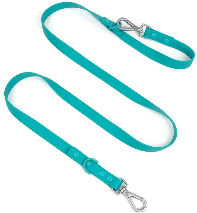 Wisedog Waterproof Dog Leash, Emerald Green, 5 ft × 3/4 in | Adjustable, 2 Metal Swivel Hooks, Easy to Clean, For Small, Medium, Large breed Dogs