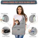 SlowTon Pet Dog Sling Carrier, Hands Free Hard Bottom Papoose Small Animal Puppy Up to 11 lbs Travel Bag Tote Breathable Mesh Support Adjustable Padded Strap Pocket Safety Belt Machine Washable