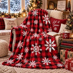 Hunnmingre Christmas Flannel Throw Blanket 50x60 In,Red Black Buffalo Plaid - Image 4