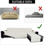 Easy-Going Reversible L-Shape Sectional Couch Cover, Large, Ivory/Ivory | Soft Sofa Slipcover For Dogs, Fits Left/Right Chaise Lounge Protector, Water Resistant Mat For Living Room