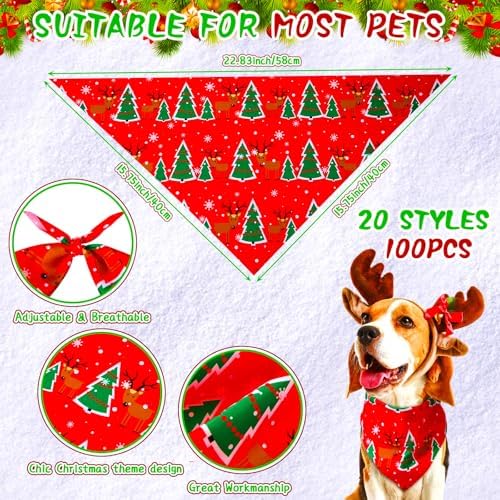 100 Pcs Christmas Dog Bandanas Bulk for Small Medium Pet Dog Cat - Image 4