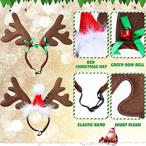 Frienda 6 Pcs Dog Christmas Reindeer Antler Bandana,Cute Style,Red, Green - Image 5