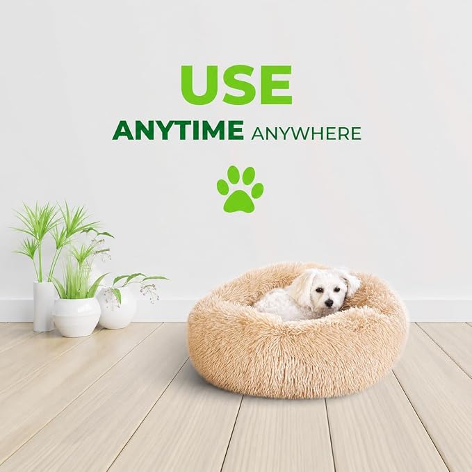 Whiskers & Friends Cat Beds for Indoor Cats, Fluffy Cat Bed Small to Large | Orthopedic Soft Plush Calming Donut Bed, Washable Round Pet Bed, Sized for Kitten to Large Cats & Puppy to Small Dogs