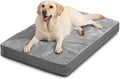 Waterproof Outdoor Dog Bed Large Sized, Washable Crate Pad 35" Orthopedic | Reversible Faux Leather & Flannel, Durable Removable Cover, Pet Bed Foam, Anti-Slip Bottom,Kennel Pad 35"x22" Gray