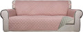 PureFit Reversible Quilted Sofa Cover, Water Resistant Slipcover Furniture Protector, Washable Couch Cover with Non Slip Foam and Elastic Straps for Kids, Dogs, Pets (X Large, Pink/Beige) | Pink/Beige, Water Resistant Couch Protector, Washable Pet Couc...