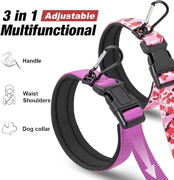 TSPRO 3-in-1 Heavy Duty Tactical Hands Free Dog Leash, Dual Padded Handles | Premium Dog Leash, Waist & Crossbody Wear, Metal Safety Clasp, Adjustable for Medium & Large Dogs, Walking & Running Training