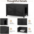 Homhedy 31.5" L Cat Litter Box Enclosure with Barn Door, Black | Wooden Cat Washroom Furniture, Cat House, Pet Storage Cabinet, Dog-Proof, Fit Most of Litter Box, Farmhouse Style
