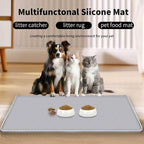 Cat Mat for Litter Box, Large 35" X 22" Cat Litter Mat, Indoor Waterproof Silicone Litter Trapping Pad for Floor, Soft on Kitty Paws, Easy to Clean, Non-Slip, Gray