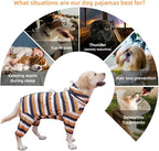 Dog Pajamas for Large Dogs,Extra Large Stretch, Suitable for Adult, Medium-Sized Dogs, Large Pet Jumpsuit Four-Legged Dog Clothes, Pet Clothing. (Yellow-Black Bar, 2XL)