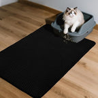 Cat Litter Box Mat- (47" x 27"), Extra Large,Double Layer Honeycomb Pad Rug, Waterproof Cat Litter Trapping Mat, Non-Slip, Easy Clean,Durable,Black