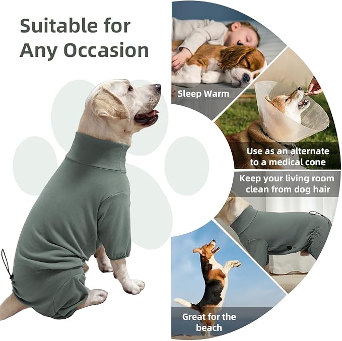 Dog Pyjamas PJS Sweater Clothes and Home Clothing Suitable for Medium to Large Breeds of Dogs, Dog Neutering Suits, Extra-Large Stretch Fabric, Four-Legged Clothes (Thickened Green, 4XL)