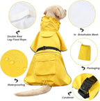 Reflective Dog Raincoat Waterproof Adjustable Dog Hooded Poncho Raincoat for Medium Large Dogs, Lightweight Pet Rain Jacket(Yellow, 5XL)