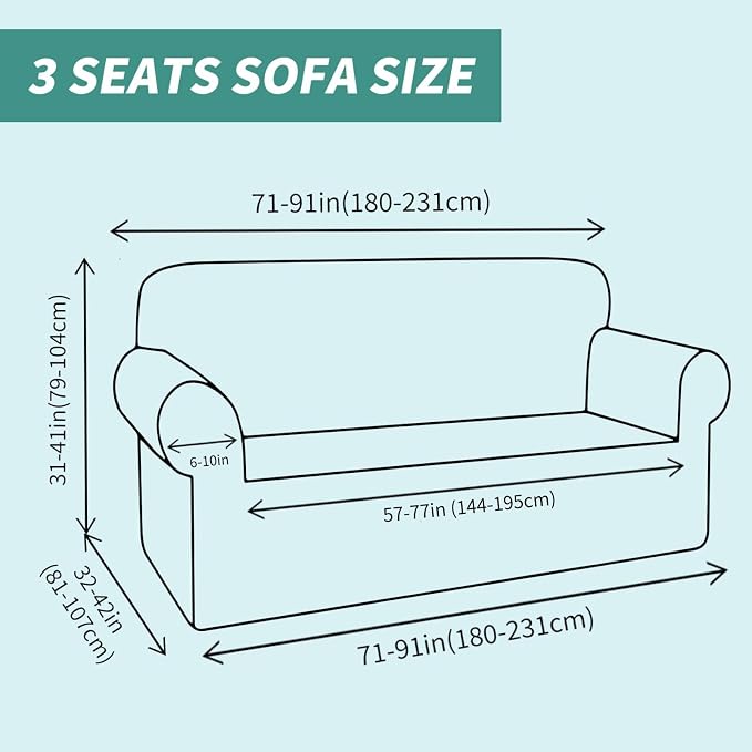 YEMYHOM Couch Cover Latest Jacquard Design High Stretch Sofa Covers for 3 Cushion Couch, Pet Dog Cat Proof Slipcover Non Slip Magic Elastic Furniture Protector (Sofa, Black)