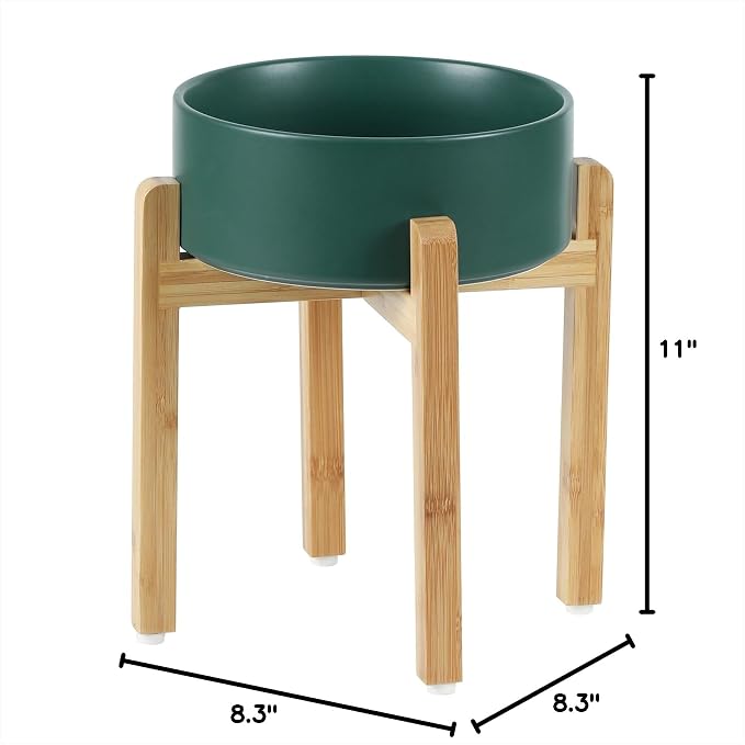 Havniva Dog Bowls Elevated, Ceramic Dog Food and Water Bowl | 8.3” Raised Dog Food Bowl, Elevated Dog Bowls with Bamboo Stand, Non-Slip Dog Water Bowl for Large Dog, Large Capacity
