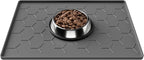 Pieviev Silicone Dog Cat Food Bowl Mat, Waterproof Raised Edge, 16'' x 12'' | Food-Grade Bpa-Free Pet Food Mat, Waterproof & Non-Slip, Raised Edges Contains Spills & Drips, Fits Pet Bowls and Fountains