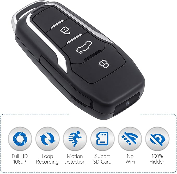 1080P Body Camera, Pet Cam,Key Fob Mini Security Camera with Motion Activation for Home Protection (SD Card Not Included)