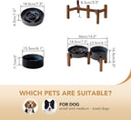 Havniva Raised Slow Feeder Dog Bowls, Elevated Dog Bowls Slow Feeder Set | 1.2 Cups Ceramic Dog Bowl Elevated with Acacia Wood Stand, Raised Dog Food Bowl, Puzzle Slow Feeder for Small Dogs, Non-Slip