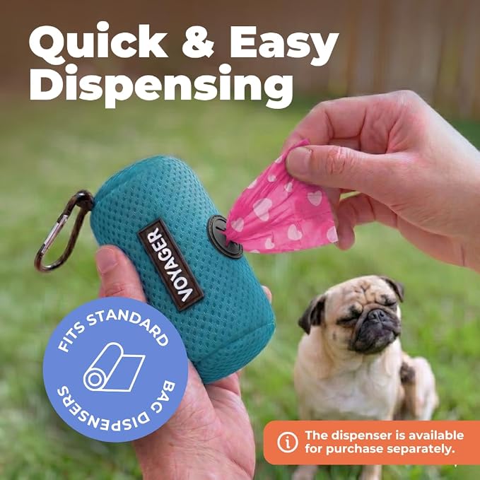 Best Pet Supplies Poop Bags for Dogs - Pink Heart, 150 Count | Scented, Leak-proof, Easy-Tear perforations, 15 Thick Bags per roll, Outdoor Walking & Travel, Fits Standard Holders