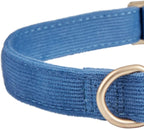 Soft Corduroy Dog Collar and Leash Set Adjustable Durable Dog Collars with Metal Buckle and Lead for Small Dogs,Royal Blue