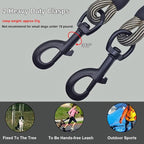BTINESFUL Tie-Out Check Cord Long Rope Dog Leash, 12ft 20ft 30ft 50ft 75ft Dog Tether for Yard- Great for Large Medium Dogs Training, Playing, Camping, or Backyard (20ft, Beige Black)