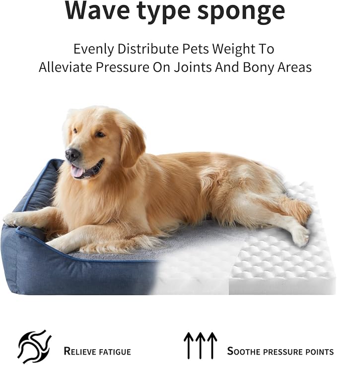 Tidore Orthopedic Dog Beds for Medium Dogs, Durable Egg Crate Foam Sofa Dog Bed wit Washable Removable Cover,Waterproof Lining,Pet Bed for Large Dogs (Peacock Blue, 31.5" L x 25.2" W x 7" Th)