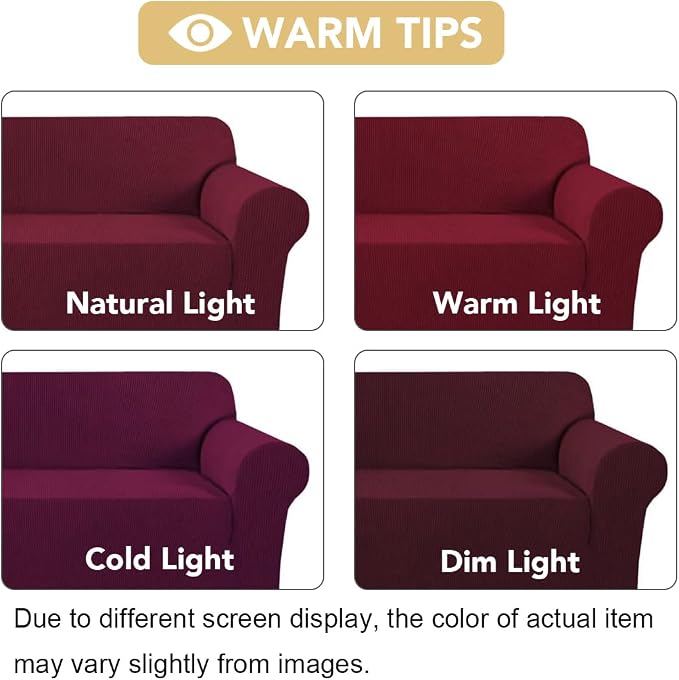 H.VERSAILTEX Armchair Cover High Stretch Sofa Slipcover 1 Piece Couch Covers for Sofa Small Couch Cover Durable Spandex Fabric Non Skid Machine Washable(Armchair 31"-40", Burgundy Red)