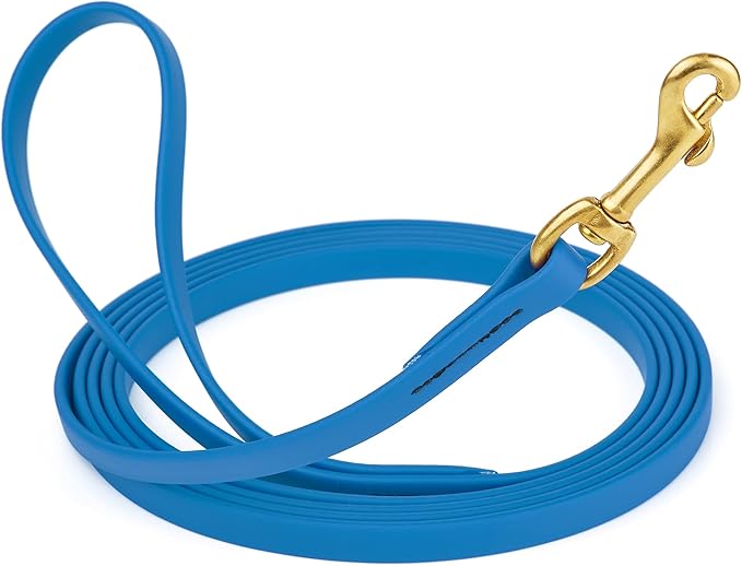Viper Biothane K9 Working Dog Leash Waterproof Lead for Tracking Training Schutzhund Odor-Proof Long Line with Solid Brass Snap for Puppy Medium and Large Dogs, 20ft Cerulean Blue
