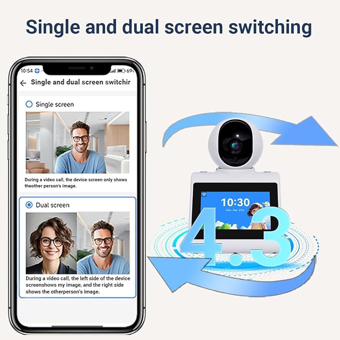 Two-Way Video Pet Dog Nanny Camera, 4.3" Screen Dual-Band 5G/2.4G | Indoor Home Security Monitor with Phone App for Baby, Nanny,Dog,Elder & Pets,Dome Camera