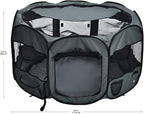 AmazonBasics Foldable Octagonal Indoor/Outdoor Portable Soft Pet Dog Playpen with Storage Pockets, Large (45 x 45 x 24 inches), Grey