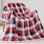 Touchat Sherpa Plaid Twin Blanket 60" X 70", Fuzzy Fluffy Soft Cozy Throw Blanket, Twin Size Plush Fleece Flannel Plush Microfiber Blanket for Couch Bed Sofa (Red Color) - Image 4
