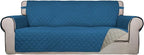 PureFit Reversible Quilted Sofa Cover Dog Couch Covers for Sofa, 66 in | Peacock Blue/Beige, Water Resistant Couch Protector, Washable Pet Couch Cover with Non Slip and Elastic Straps For Kids