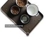 Hoki Found Large Silicone Pet Food Mats Tray - Non Slip Pet Dog Cat Bowl Mats Placemat - Dog Pet Cat Feeding Mat - Waterproof Dog Cat Food Mats -Pet Water Mats for Floors - Coffee