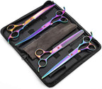 Moontay Professional 8.0" Dog Grooming Scissors Set, 4-pieces Straight, Upward Curved, Downward Curved, Thinning/Blending Shears for Dog, Cat and Pets, JP Stainless Steel, Multicolour | Straight, Upward Curved, Downward Curved, Thinning/Blending Shears...